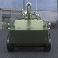 Detailed Military Green Wheeled Tank With Turret And Cannon Equipment