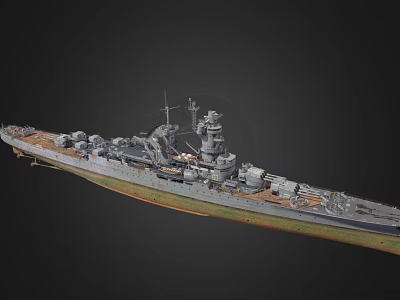 Detailed Battleship Model Showcasing Hull Gun Turrets Superstructure And Deck Details 3d model