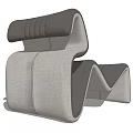 Modern Curved Wave Shape Lounge Chair With Gray Fabric Upholstery And Ergonomic Design