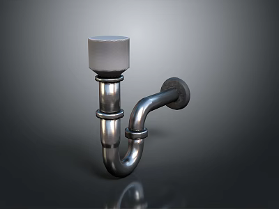 Wall Mounted Metal Pipe Fixture With Curved Design And White Top 3d model