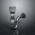 Wall Mounted Metal Pipe Fixture With Curved Design And White Top