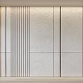 Modern Wall Design With Vertical Lines Wooden Panels And Stone Texture 3d model