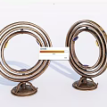Decorative Ornament Set Brass Circular Ring Design With Blue Accents And Sturdy Base For Home