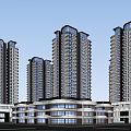 Modern High Rise Residential Buildings With Greenery Pedestrian Area And Road Surroundings