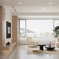 Modern Living Dining Room Interior Design With Beige Sofa Black Coffee Table And Abstract Painting