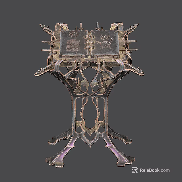 Intricate Gothic Architectural Component With Carved Metal Frame And Decorative Spikes 3d model 