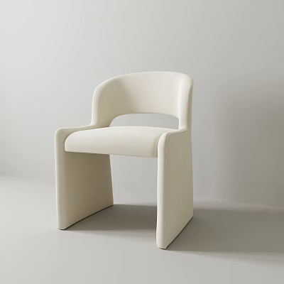 Modern White Dining Chair With Curved Backrest And Upholstered Seat Design 3d model