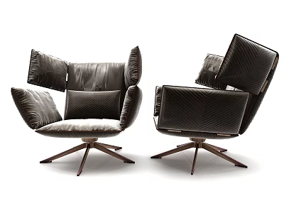 Modern Leather Accent Chair With Swivel Base Tufted Back And Comfortable Armrests 3d model