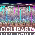 Vibrant Pool Party Photo Spot With Neon Lights Glitter Wall And Hanging Decorations