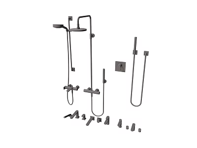 Modern Shower System with Rainfall Head Handheld Sprayer and Mounting Accessories 3d model