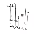 Modern Shower System with Rainfall Head Handheld Sprayer and Mounting Accessories