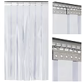 Transparent Door Curtain Made Of Clear PVC With Striped Design And Metal Installation Hooks