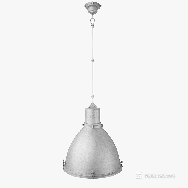 Industrial Metal Dome Pendant Light With Hanging Chain Modern Design 3d model 