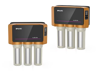 SPROTO UF Plus Water Purifier With Black And Orange Design And Three Filters 3d model