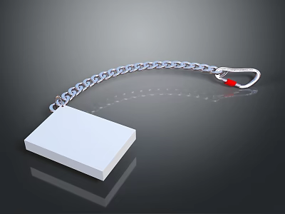 Fashionable Clothing Label With Silver Chain Hook And White Rectangular Design 3d model