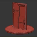 Metal Door Model With Marble Texture Surface On Round Base And Metal Frame 3d model