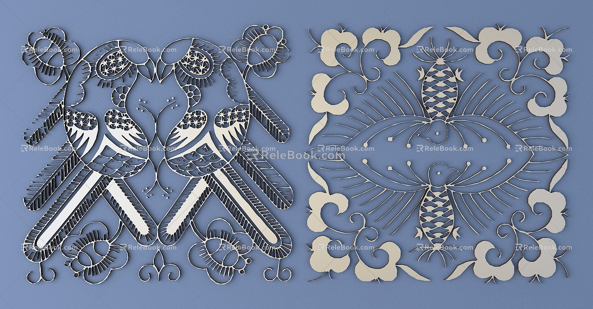 Chinese ethnic style color carved traditional pattern national decoration 3d model