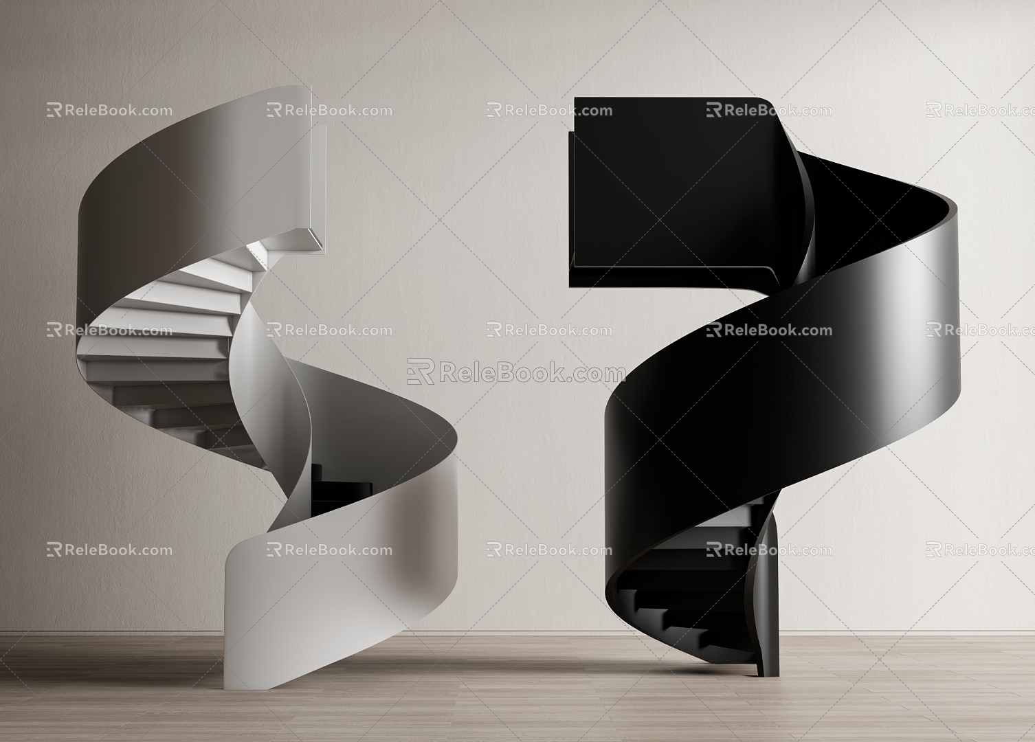 Modern revolving staircase revolving staircase combination 3d model