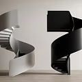 Modern Spiral Staircases With Silver And Black Sleek Design In Interior Space