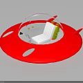 Red Ladybug Inspired Cabin With White Spots Transparent Dome And Passenger Seat