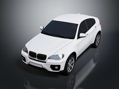 White BMW SUV Modern Exterior Design On Dark Background With Reflection 3d model