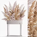 Elegant Bonsai Planter With Feathery Brown Pink Plants On Metal Stand