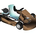 Metallic Mesh Go Kart With Light Blue Seat Steering Wheel And Wheels