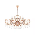 Elegant Crystal Chandelier With Ornate Design Glass Shades And Hanging Pendants