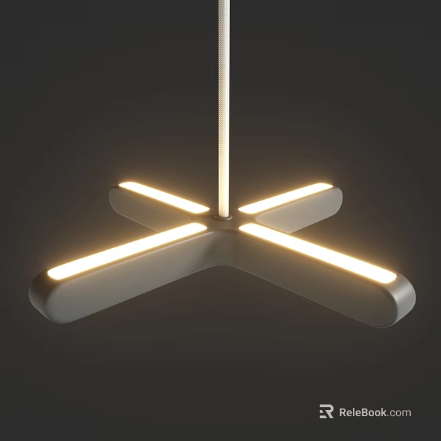 Modern Geometric Chandelier Design With LED Light Strips And Sleek Metal Frame 3d model 