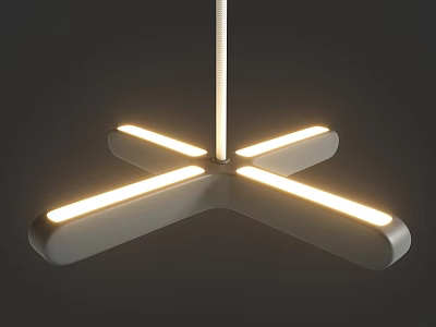 Modern Geometric Chandelier Design With LED Light Strips And Sleek Metal Frame 3d model