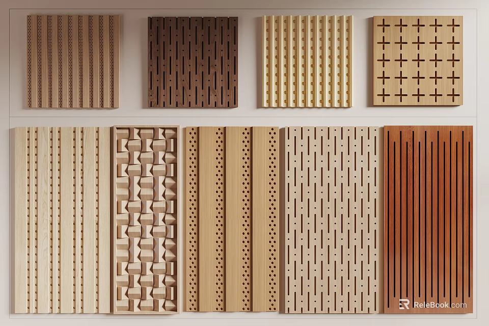 Variety Of Wooden Wainscoting Designs And Textures 3d model 