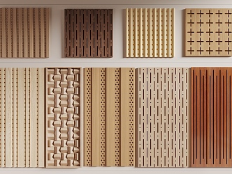 Wood veneer sound-absorbing panel diffusion panel acoustic material panel wood wall panel 3d model