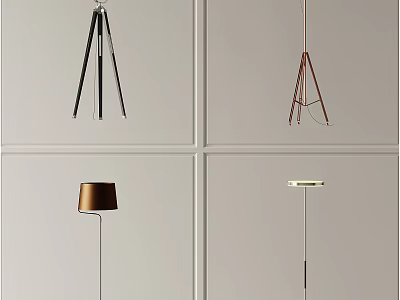 Modern Floor Lamp Designs With Tripod Stand And Various Color Options 3d model