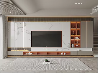 Modern TV background wall 3d model