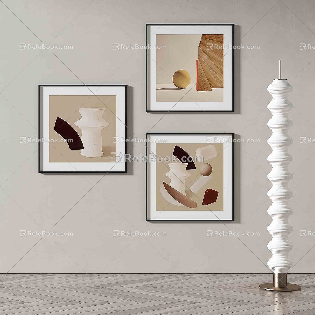 Modern minimalist abstract decorative painting 3d model