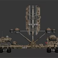 Futuristic Sci-Fi Spaceship Model Featuring Complex Structure Multiple Modules And Antennas