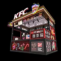 KFC Fast Food Kiosk With Coffee Cups Drinks Menu And Decorations