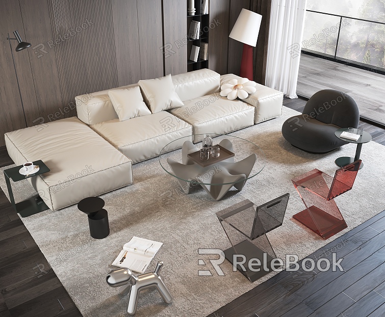 Living Room Home Living Room Minimalist Living Room Sofa Coffee Table Combination model