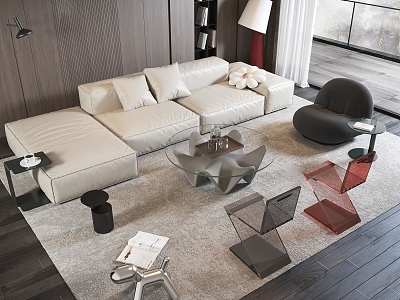 Living Room Home Living Room Minimalist Living Room Sofa Coffee Table Combination model