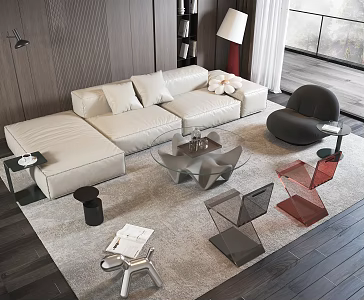 Living Room Home Living Room Minimalist Living Room Sofa Coffee Table Combination 3d model