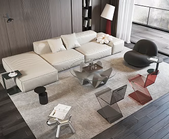 Living Room Home Living Room Minimalist Living Room Sofa Coffee Table Combination 3d model