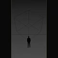 Three Illuminated Cube Activation Devices With Abstract Patterns And Human Figure In Dark Background