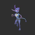 Purple Skinned Game Character With Pointed Ears Horns Tail Holding Orb And Heart Symbol