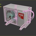 White Air Conditioner Outdoor Unit With He Feng Brand Fan And Connecting Wires