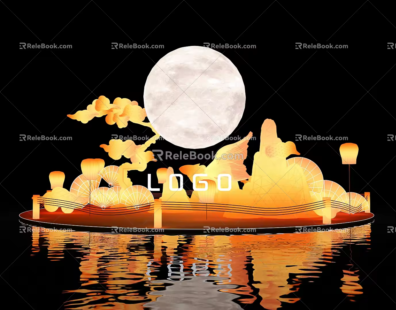 US-Chen DP Lantern Festival Fish Lamp Kongming Lantern Public Relations Activities Stack Head Net Red Card Point Door Head Display Exhibition Photo Area Annual Meeting Activities Floral Fair Stage Flower Air Model 3d model