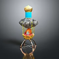Cosmic Space Probe Structure Featuring Golden Dome Blue Module And Mechanical Support Components