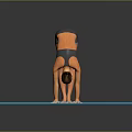 Human Body Organs And Hair In Yoga Inversion Pose On Blue Mat