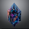 Vibrant Iridescent Polygonal Gemstone With Blue Purple Pink Hues And Sparkling Facets
