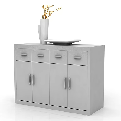 Modern Entryway Cabinet Sideboard With Drawers Cabinet Doors And Decorative Vase 3d model