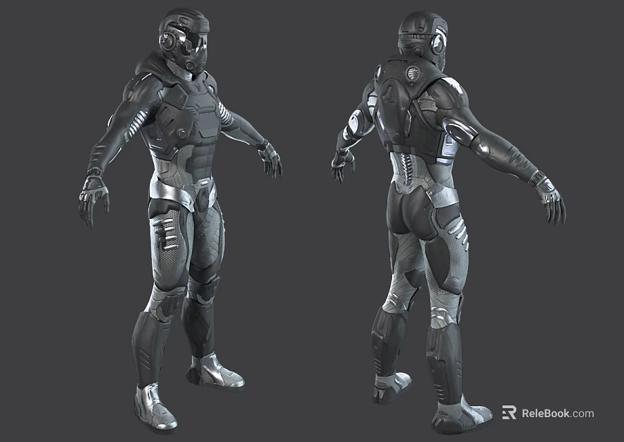 Game And Movie Character In Armored Suit With Front And Back Views 3d model 